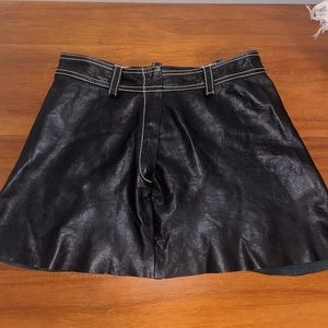 reworked authentic leather mini skirt